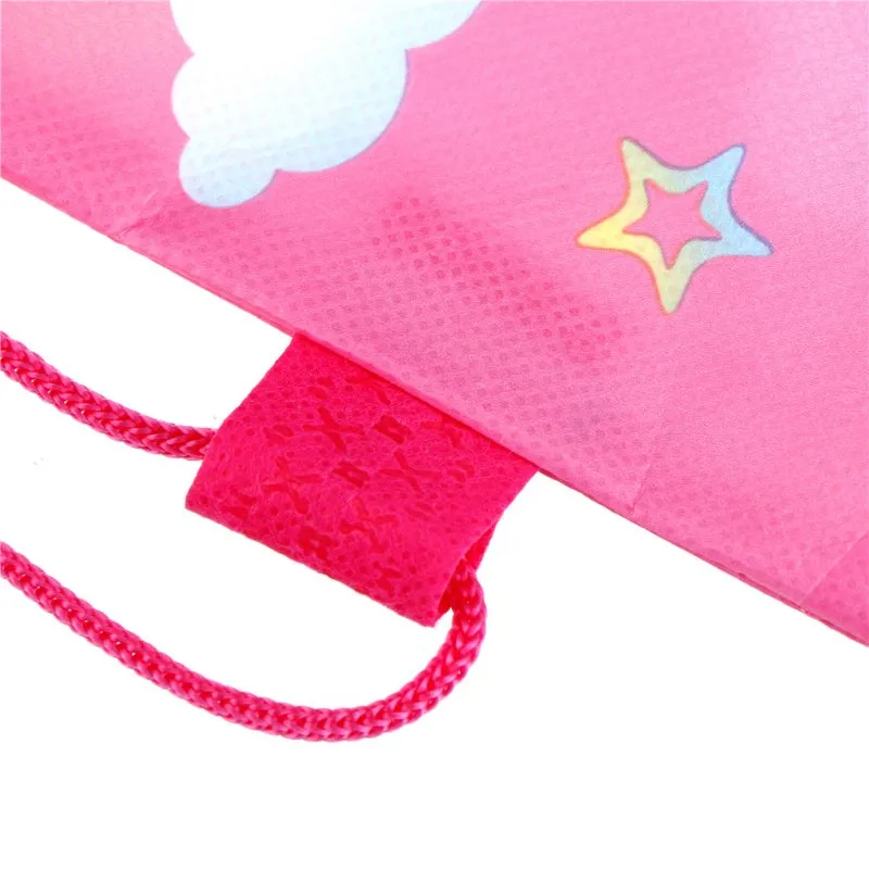 Pink Unicorn Cartoon Kids Drawstring Backpack Nylon String Travel Sports Shoes Drawstring Backpack