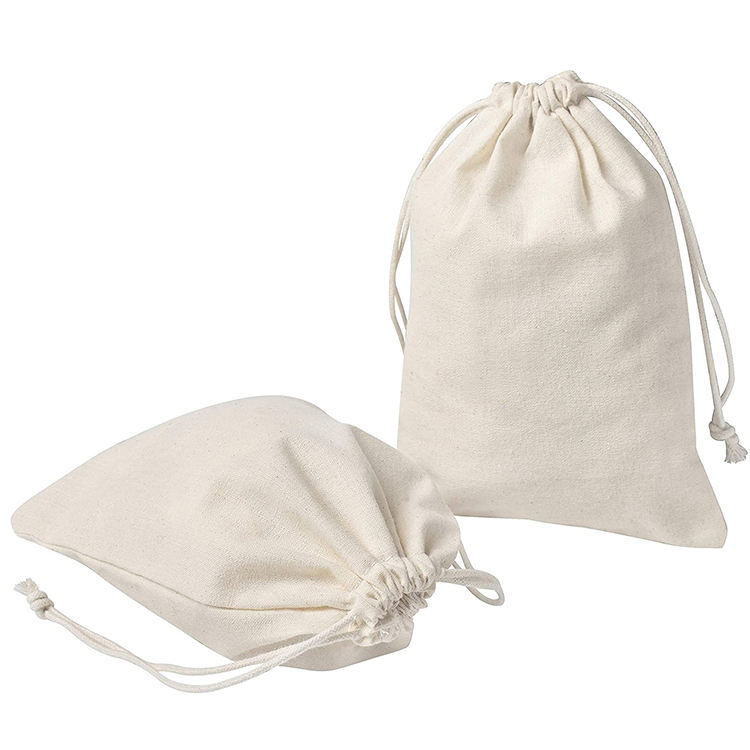 Custom Personalized Logo Printed Gift Canvas Cotton Double String Handbag Shoe Dust Drawstring Bag