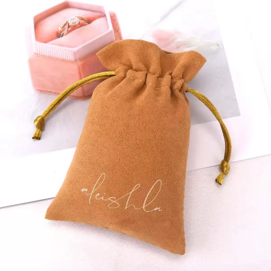 Custom Logo Printing Small Jewelry Packaging Suede Pouch