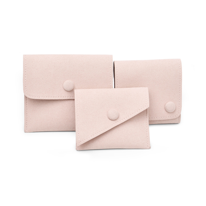 FANXI China Custom pink Durable Microfiber Jewelry Gift Bag with Button Ring Earrings Bangle Storage Package Jewelry Pouch