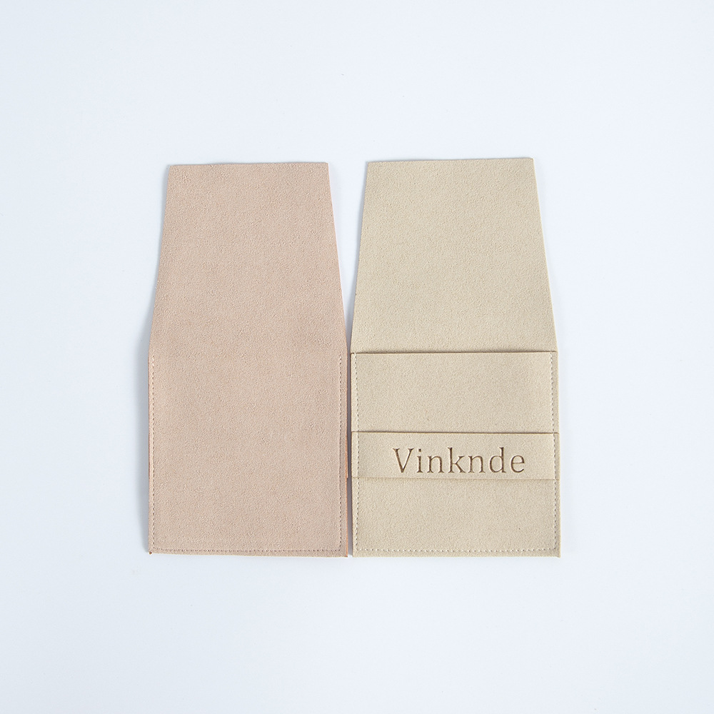 Custom Printed Logo Dust-proof Flap Bag Luxury Microfiber Jewelry Pouch Earrings Necklace Ring Gift Envelope Bags Packaging