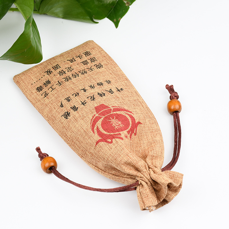 Fabric Bag Manufacturers Linen Storage Bag Horn Comb Retro Jute Storage Bag Jewelry Drawstring Drawstring Pocket Linen Bag