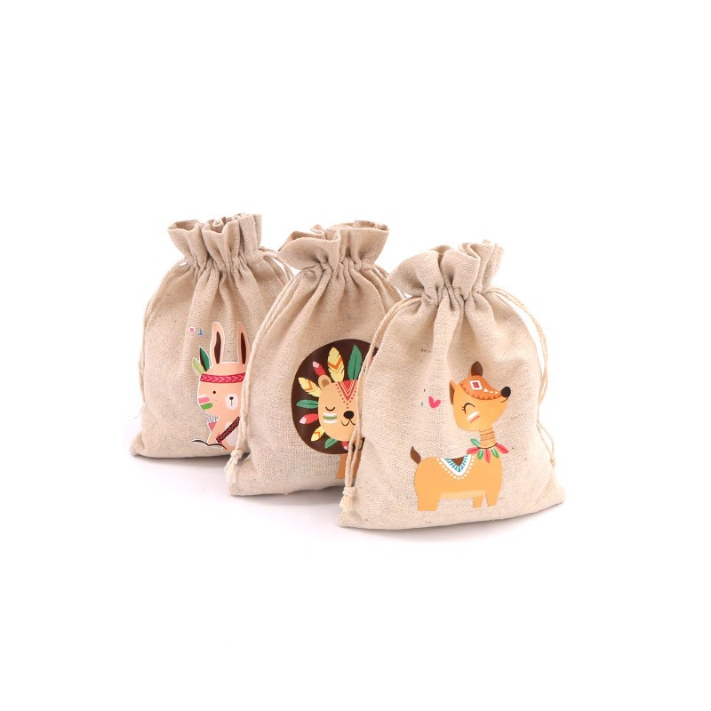 New Cute Cotton Bag, 15*23cm Easter Burlap Bags with Drawstring for Kids Party Favor Supply
