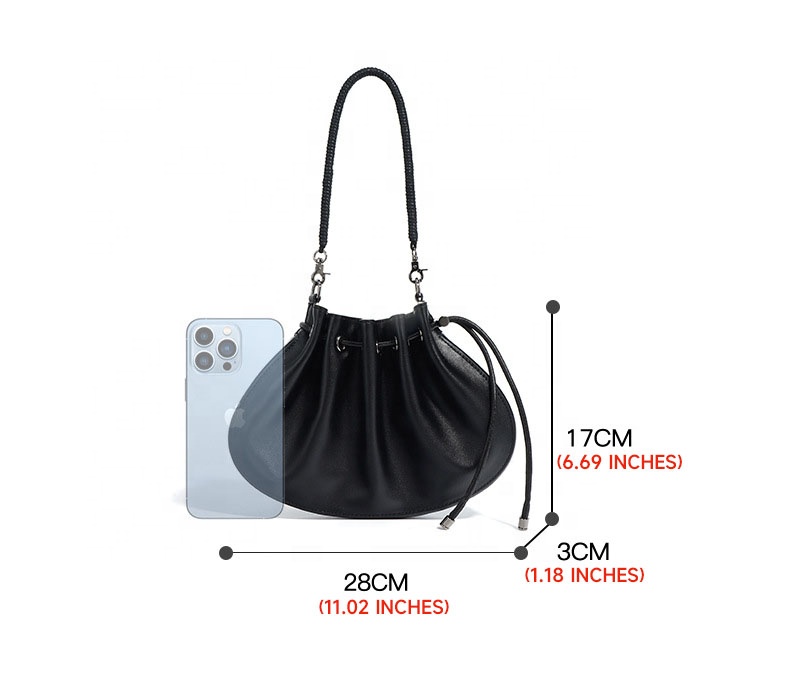 Fashion Shell Drawstring Bag Ladies Genuine Cowhide Leather Shoulder Crossbody Girls Designer Women Bag Purses and Handbags