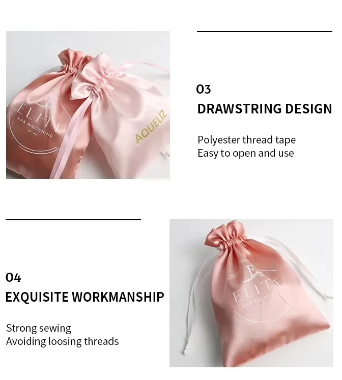 Custom Size Logo Lady Jewelry Drawstring Silk Satin Gift Dust Pouch
