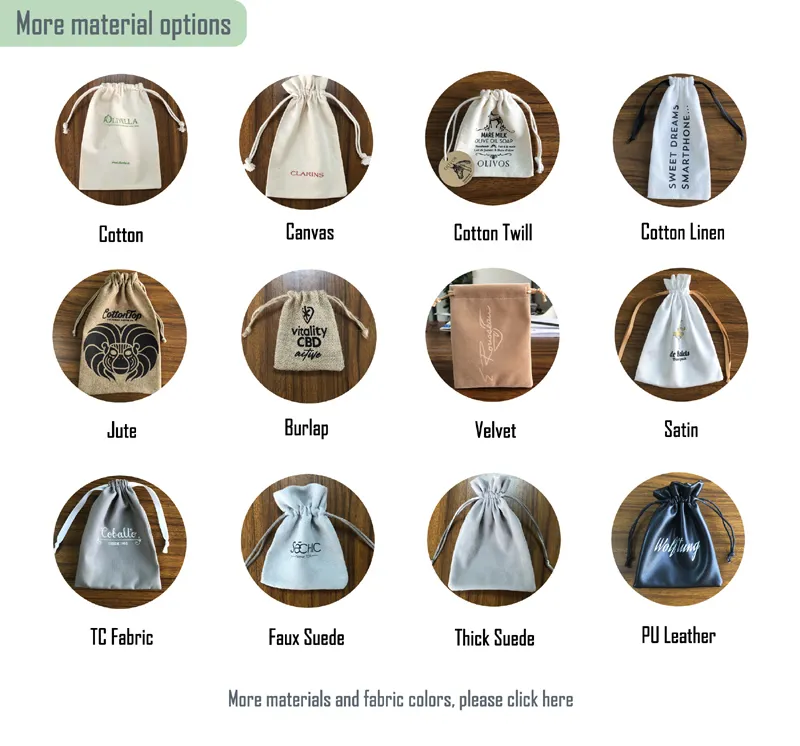 Small Velvet Jute Linen Jewelry Packaging Pouch Drawstring Bags with Custom Logos
