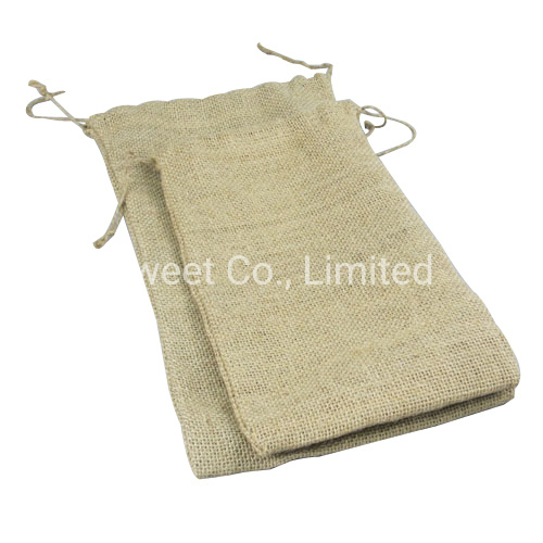 OEM Single Drawstring Jute Burlap Reposado Tequila Bottle Bag