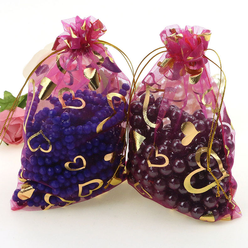 Organza bag with heart printing