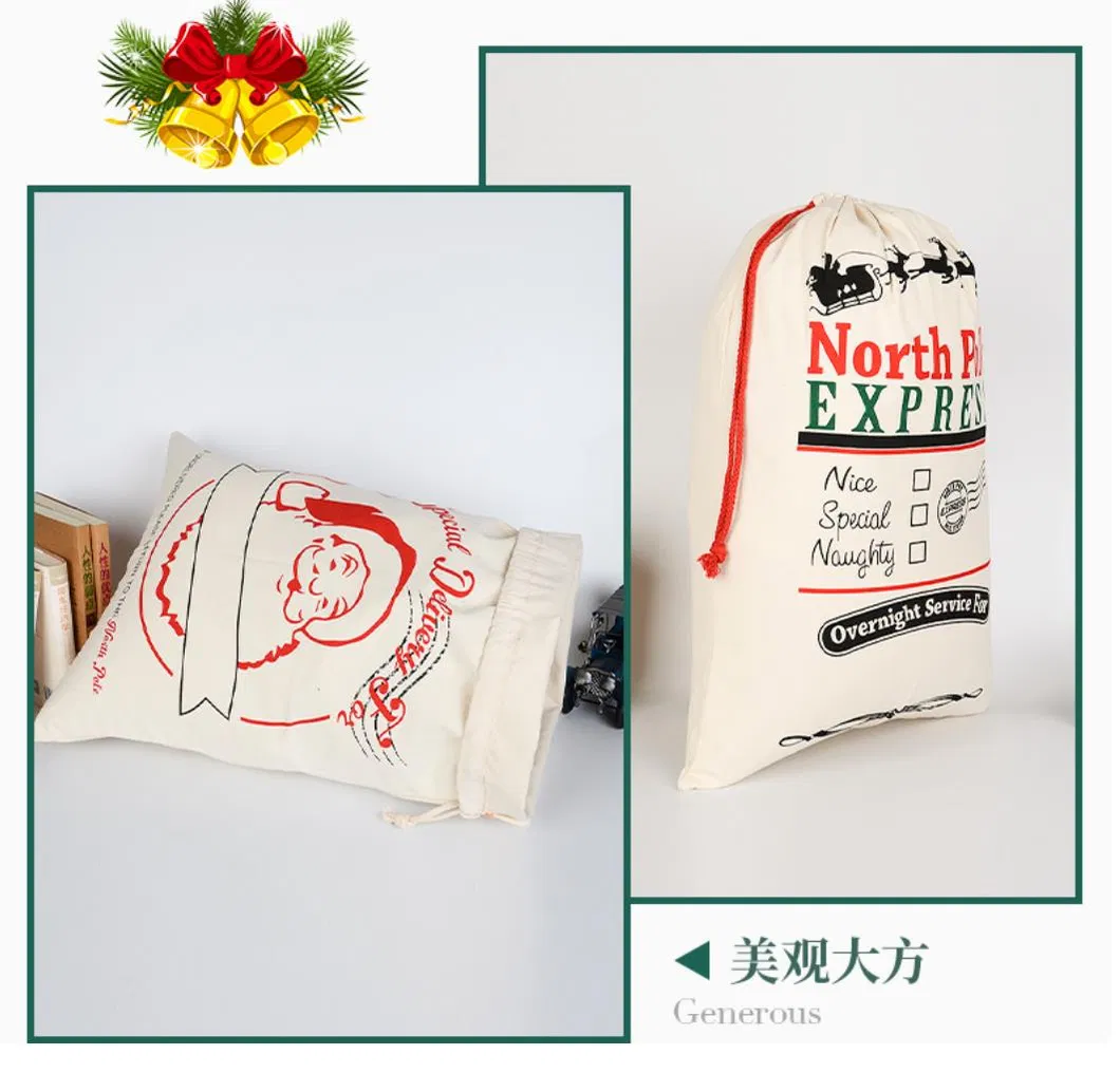 Christmas Decoration Gift Bag Santa Drawstring Pouch Cotton Bag Jute Bag