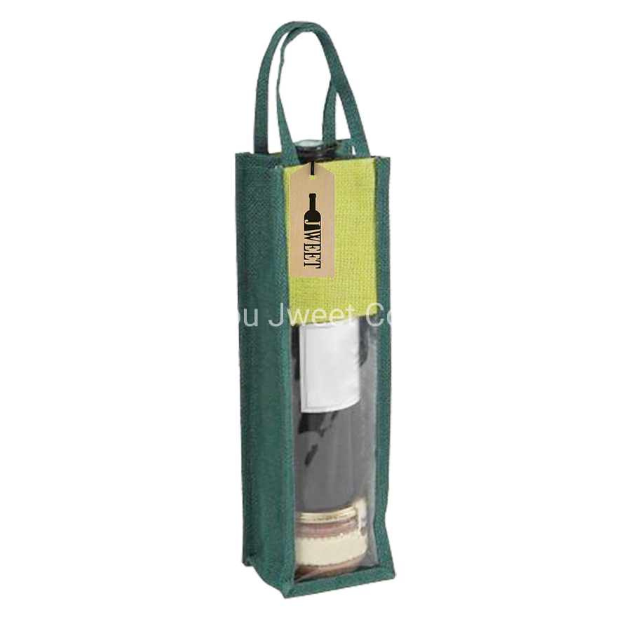 Custom Round Bottle Cotton Linen Wine Drawstring Gift Bag