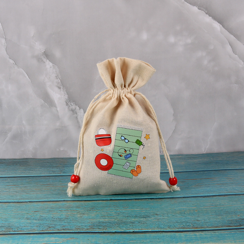 New Cute Cotton Bag, 15*23cm Easter Burlap Bags with Drawstring for Kids Party Favor Supply