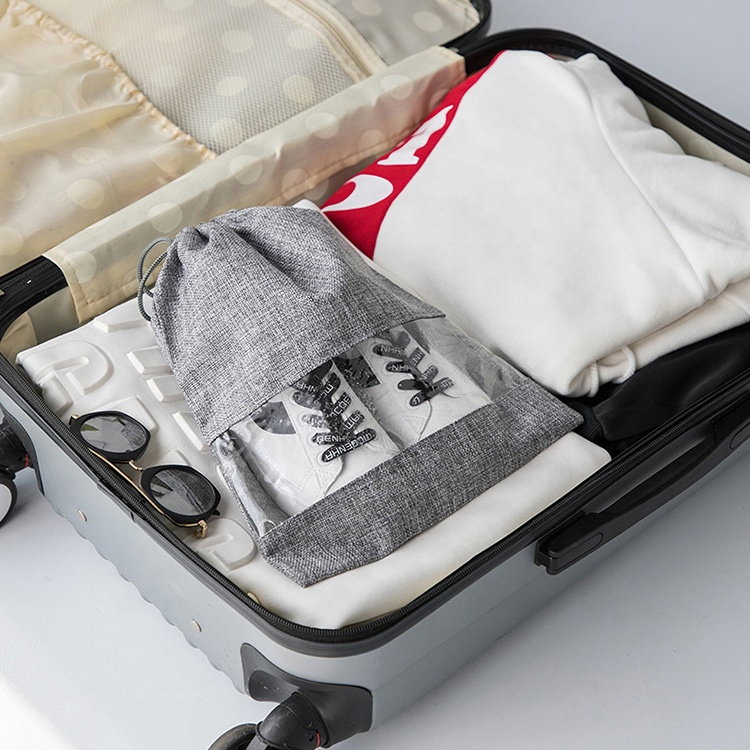 Wholesale Factory Price Travel Clothes Dustproof Linen Drawstring Cotton Shoe Bag