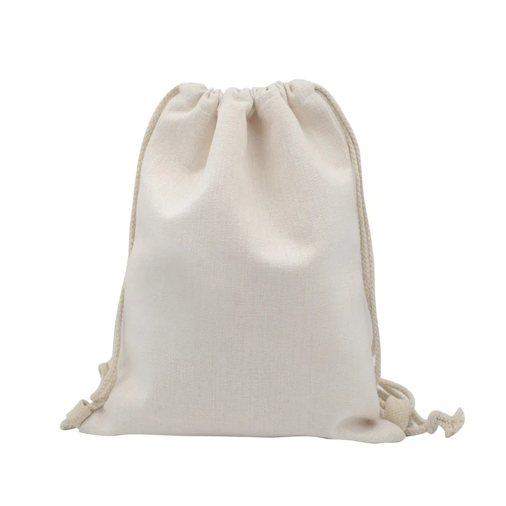 Recycle Custom Printed Promotional Sustainable Jute Linen Burlap Hemp Drawstring Backpack Bag