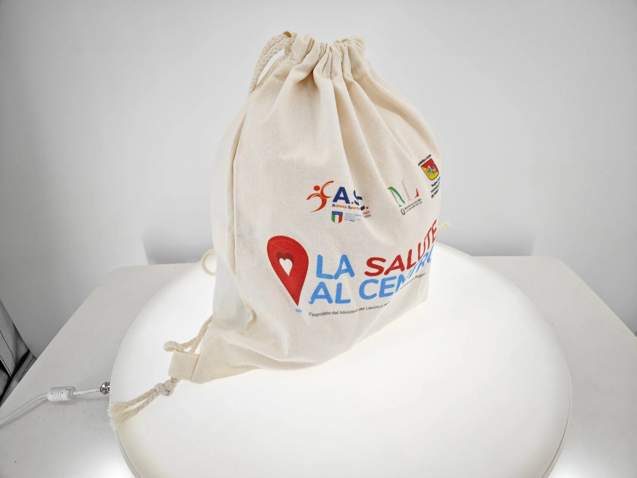 AI-MICH Cotton Drawstring Bags Recycle Linen Bag Custom Logo Canvas Bag