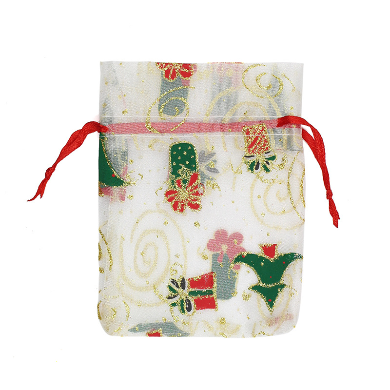 Custom Packaging Fashion Personalized Silk Jewellery Microfiber Shinning Printed Christmas Snowman Small Pouch Gift Bag Drawstring Cosmetic Bag Jewelry Pouch
