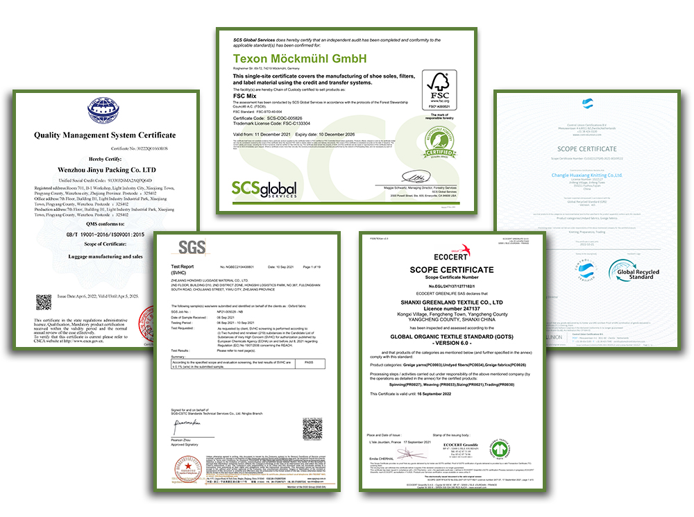 Factory Quality Certificates