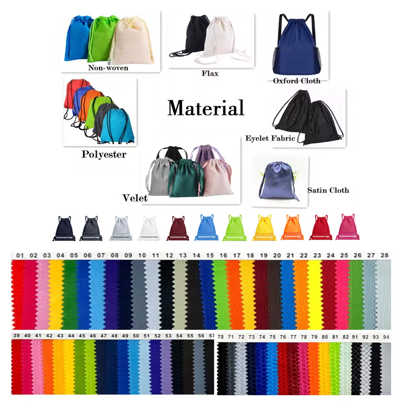 Custom Hot Man Women Polyester Drawstring String Bag Back Pack Custom Logo Cinch Sack Gym Tote Bag School Sport Bag New Style