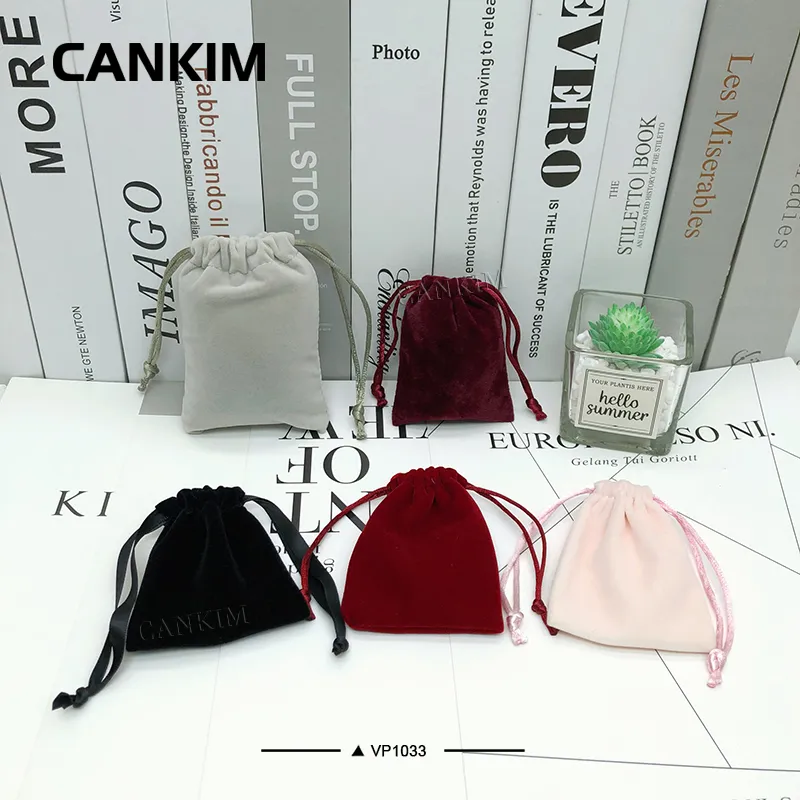 Customized Velvet Jewelry Drawstring Pouches Bag Pink Suede Gift Pouch