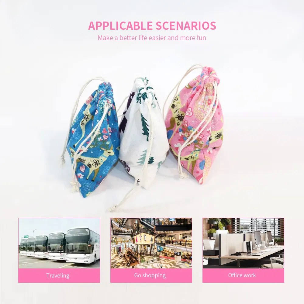 Fashion Fabric Waterproof Velvet Gift Pouch Shopping Custom Canvas Christmas Nylon Drawstring Bag