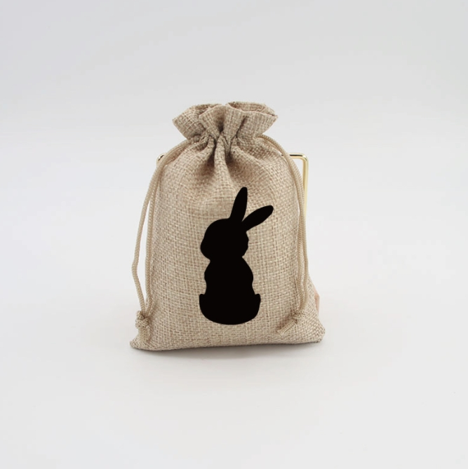 Fashionable 10*14cm Easter Gift Pouch Rabbit Drawstring Cotton Linen Candy Bag