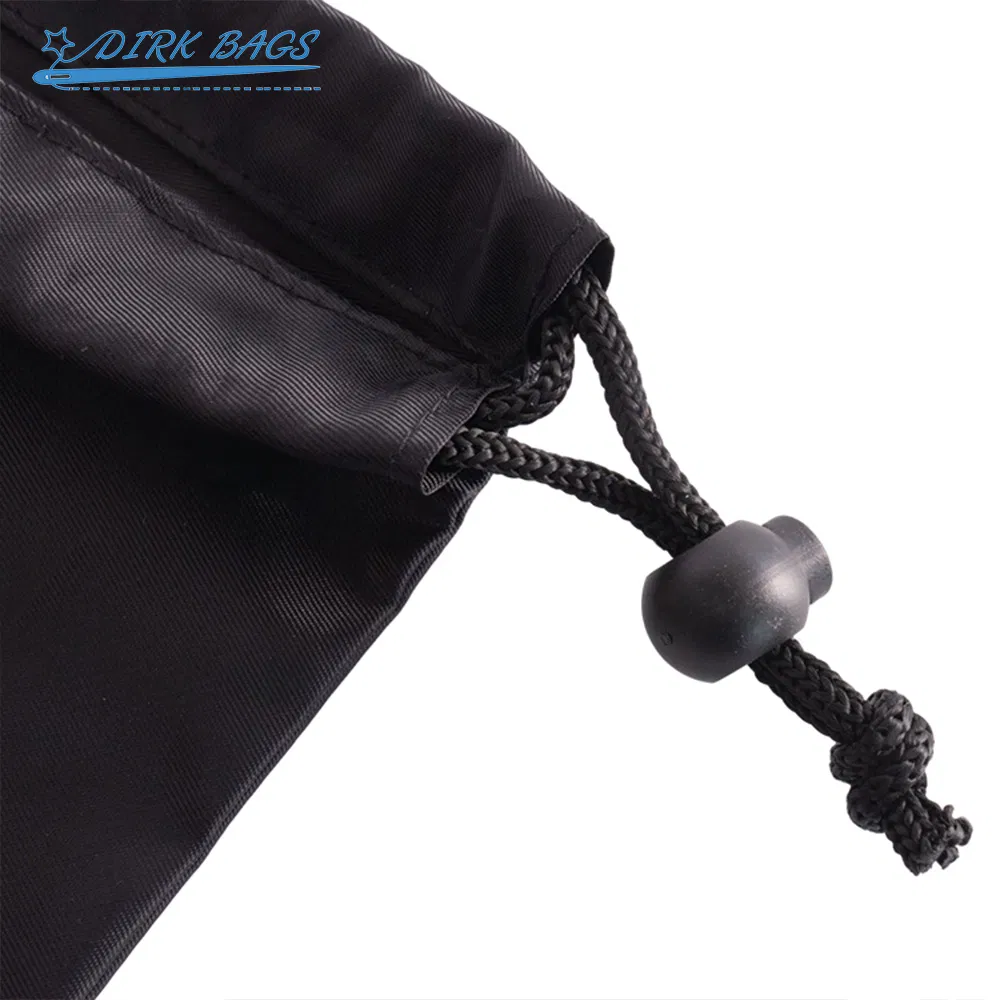 Custom Printed Reusable Black Twill Polyester Fabric Drawstring Packaging Bag Pouch Image 6