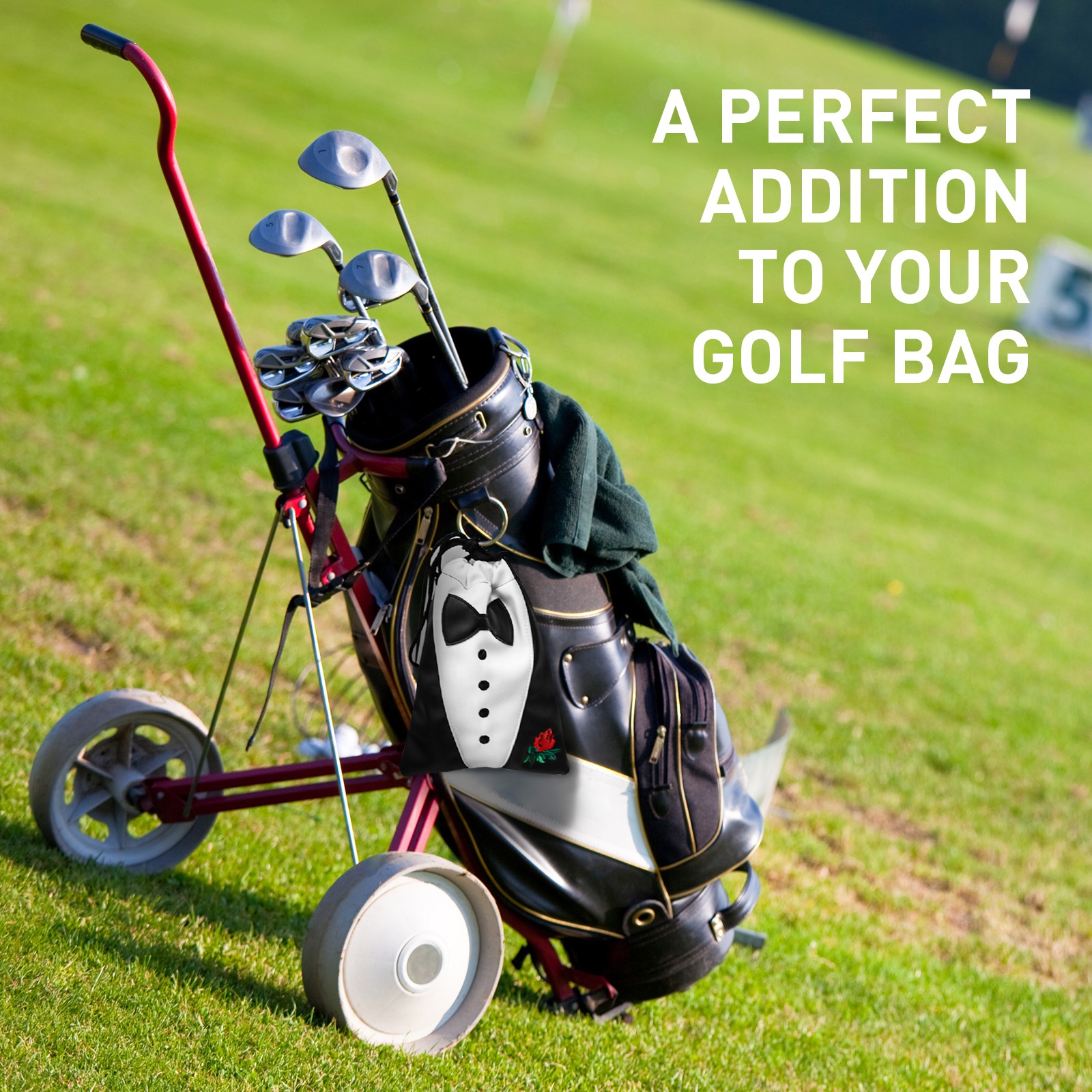 OEM Custom Logo Golf Drawstring Bag Premium Leather Golf Valuables Pouch Bag Portable