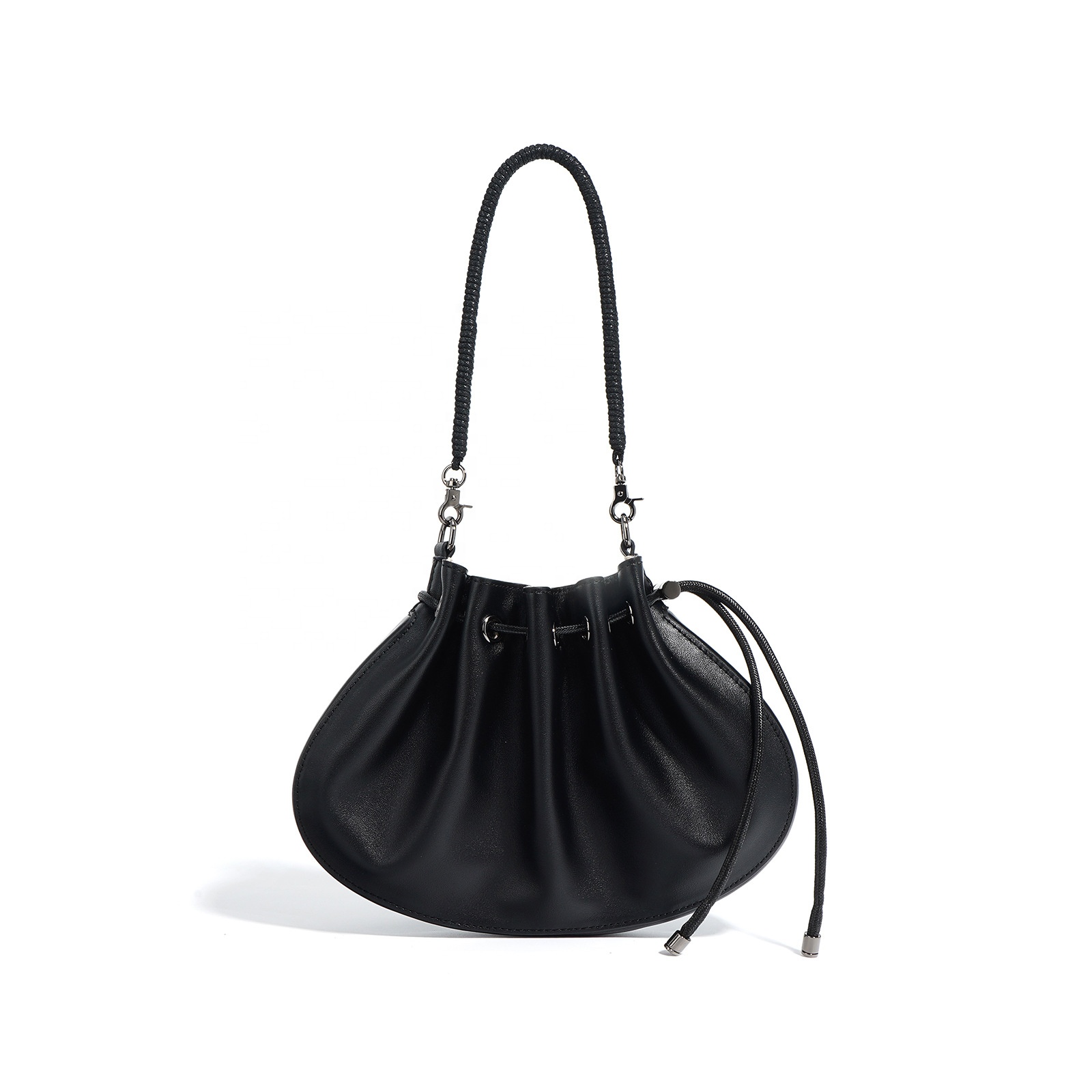 Fashion Shell Drawstring Bag Ladies Genuine Cowhide Leather Shoulder Crossbody Girls Designer Women Bag Purses and Handbags