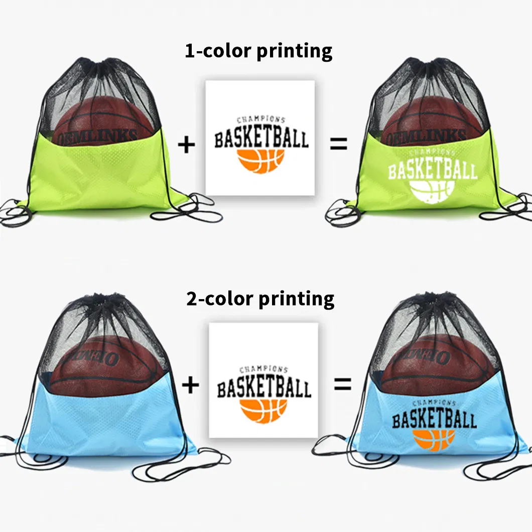 Custom Color and Logo Promotional Recycled Gift Packing Polyester and Mesh Drawstring Backpacks Nylon Draw String Bags