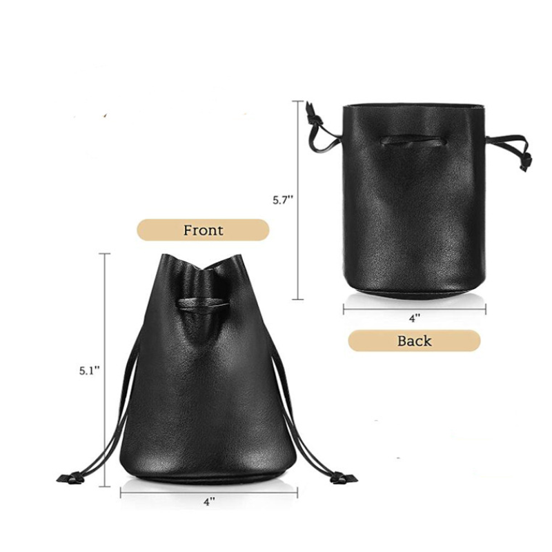 Durable Drawstring Leather Dice Pouch PU Leather Drawstring Pouch Multifunctional Coin Bag for Man Women