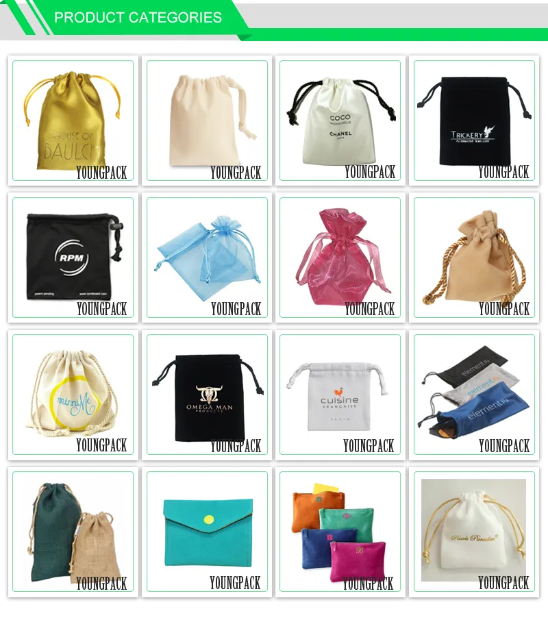 Personalized Custom Printed Luxury Small White Satin Fabric Jewelry Pouch