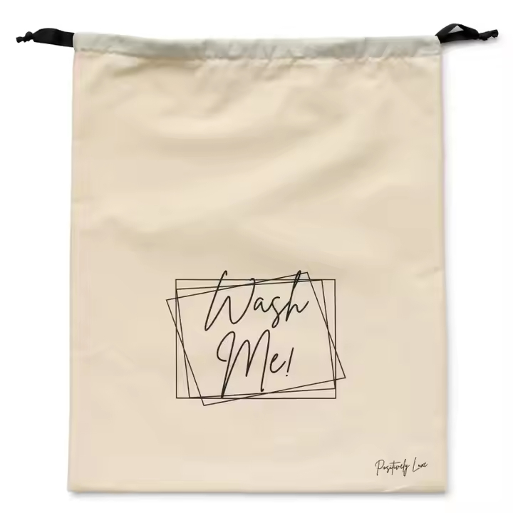 Custom Log Soft Organic Cotton Drawstring Gift Flap Pouch
