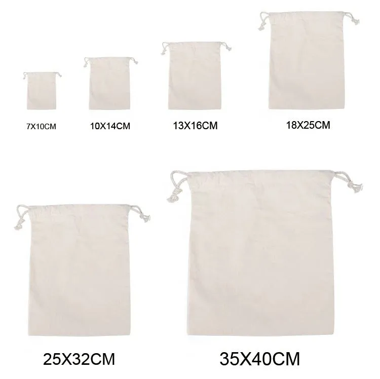 Colorful Canvas Custom Cotton Drawstring Bag with Logo