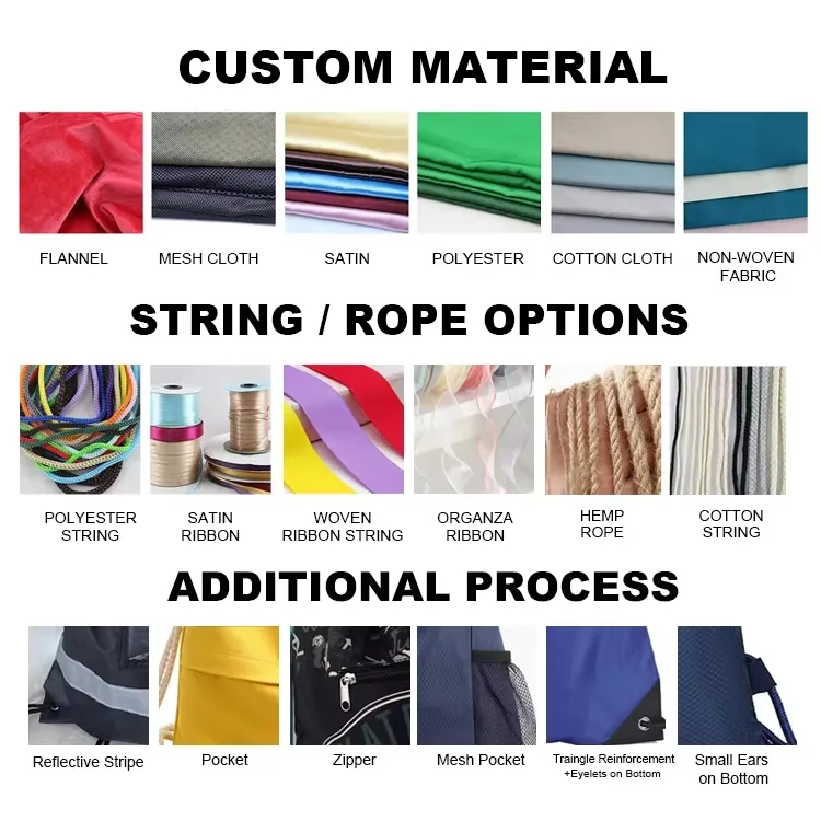 Drawstring Backpack Shopping Polyester Nylon Sports Backpack