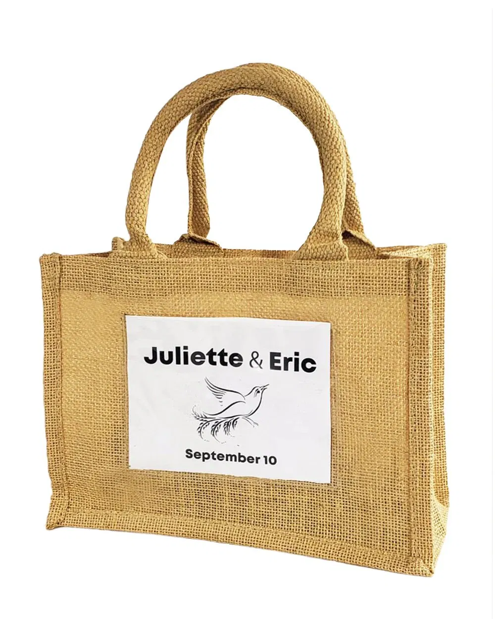 Promotional Durable Rustic Wedding Favor Burlap Jute Tote Bags