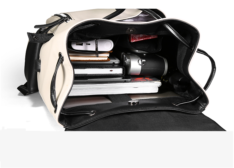 Drawstring Backpack Bag in PU Leather for Outdoor Activities