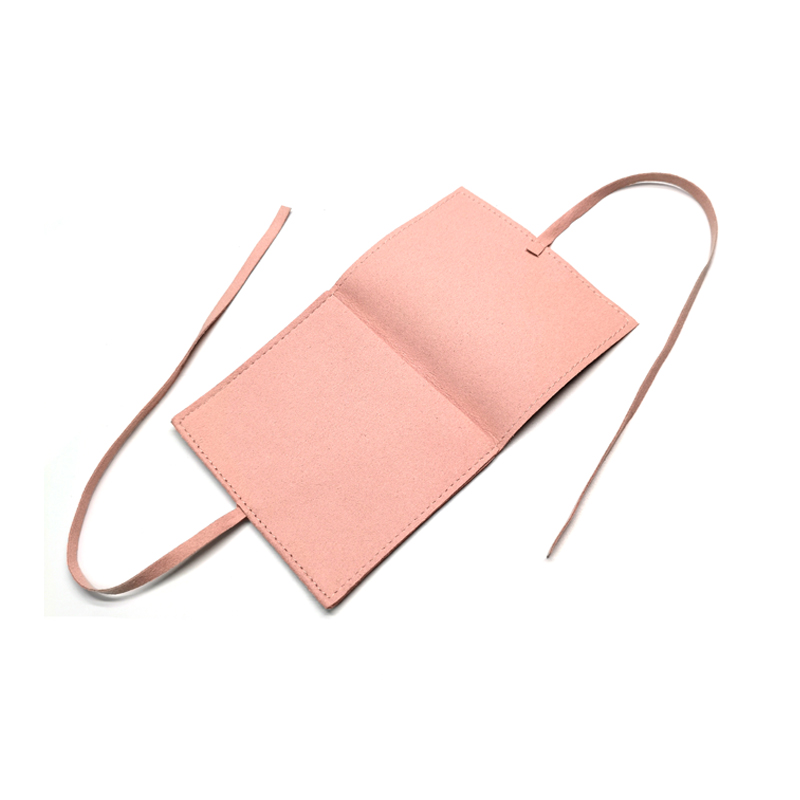 Custom Logo Suede Leather Envelope Jewelry Pouch With Flap Drawstring Gift Bag