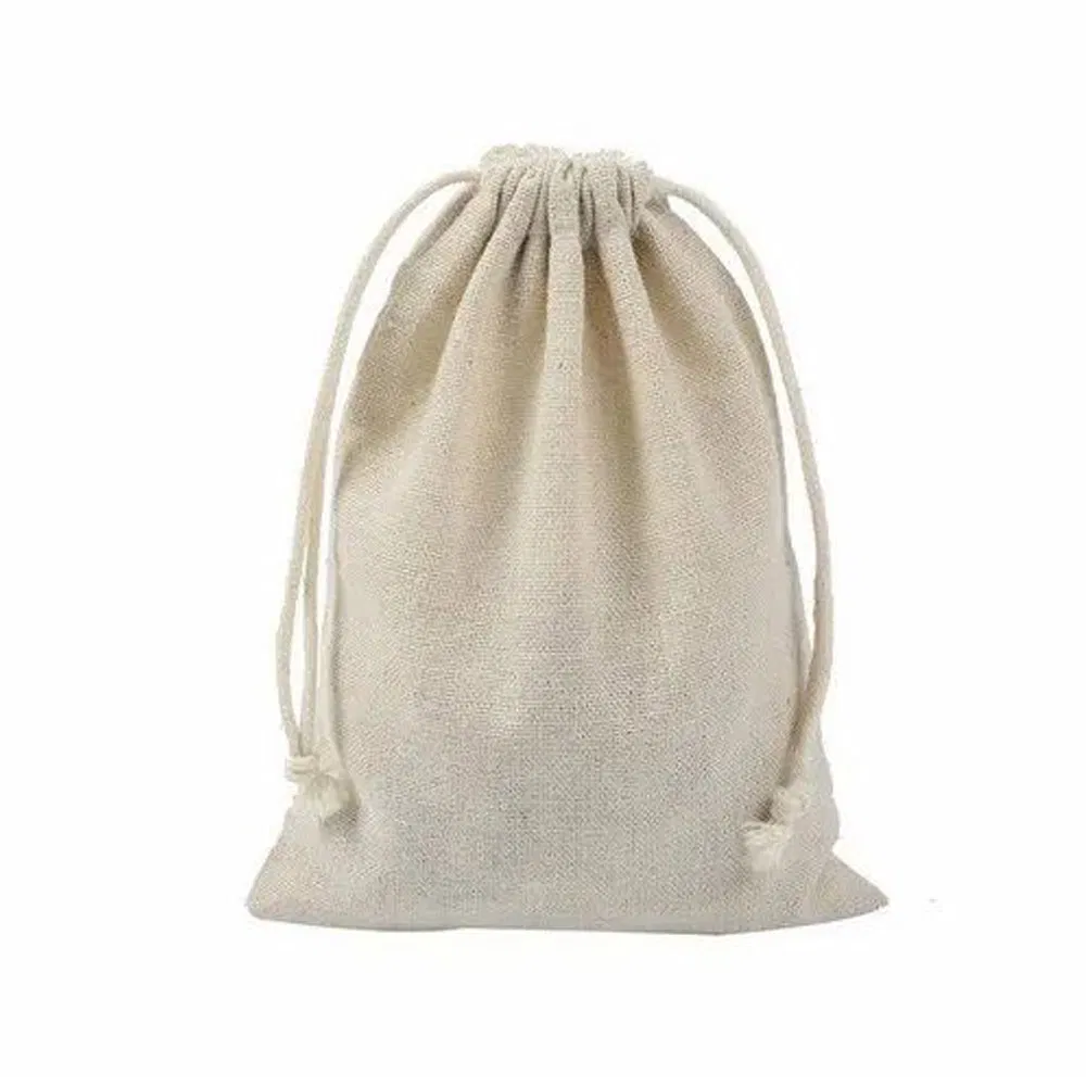 Recycle Custom Printed Promotional Sustainable Jute Linen Burlap Hemp Drawstring Backpack Bag