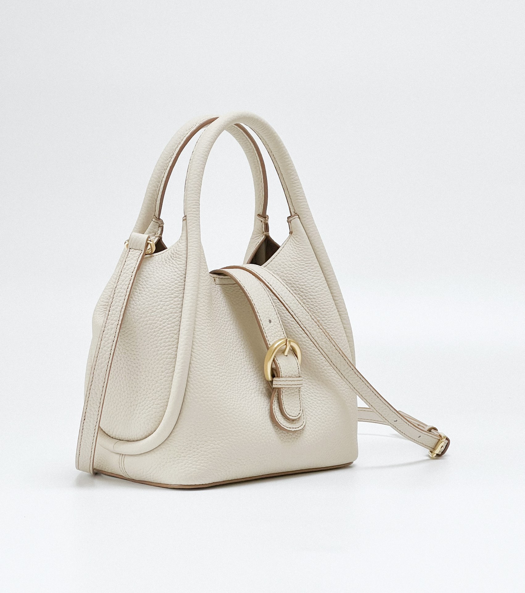 Women's Full-Grain Leather Drawstring Bucket Bag - 21x15x19cm Purse (3 Colors) with Metal Buckle for Daily/Date/Commuting
