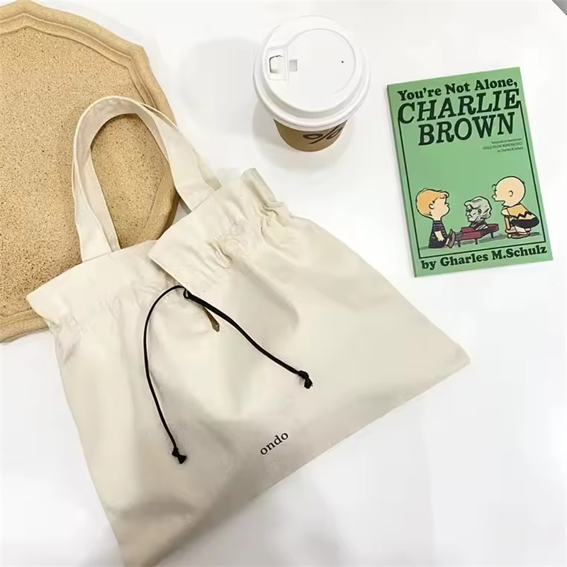 High Quality Custom Canvas Tote Bag Printed Eco Friendly Recycled Drawstring Closure