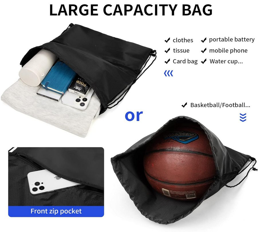 Promotional Polyester Drawstring Bag Nylon Fitness Room Basketball Shoes Beach Backpack Gym Sports