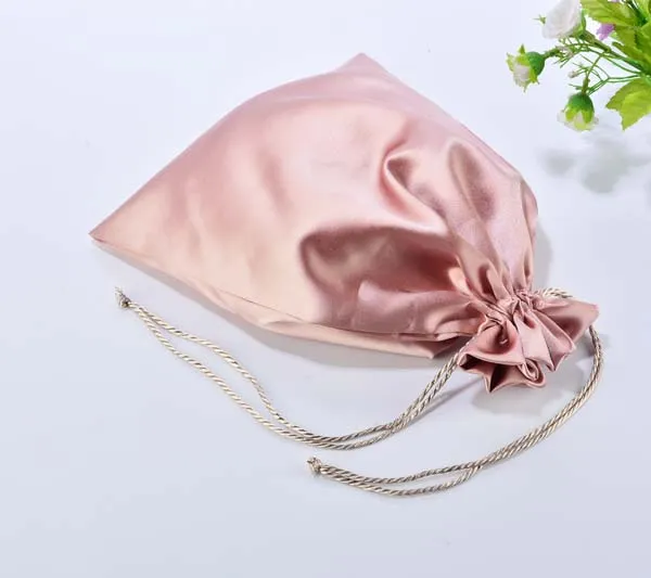 Satin Gift Pouch with Round Bottom Satin Jewelry Bag and Display Jewelry Cushion Set with Custom Logo Silk Ribbon Drawstring