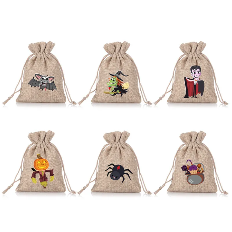 Hot Sale Halloween Burlap Favor Drawstrings Party Gift Candy Bags