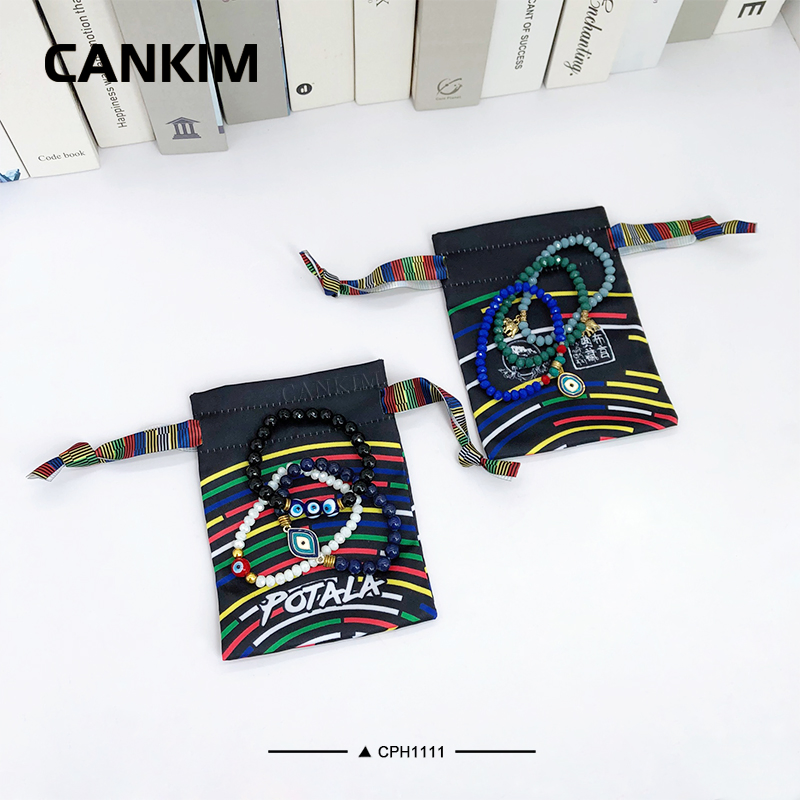 Fashion New Creative Design Black Jewelry Pouch Trendy Phone Pouch Bag with Custom Logo Personalized Drawstring Pouch