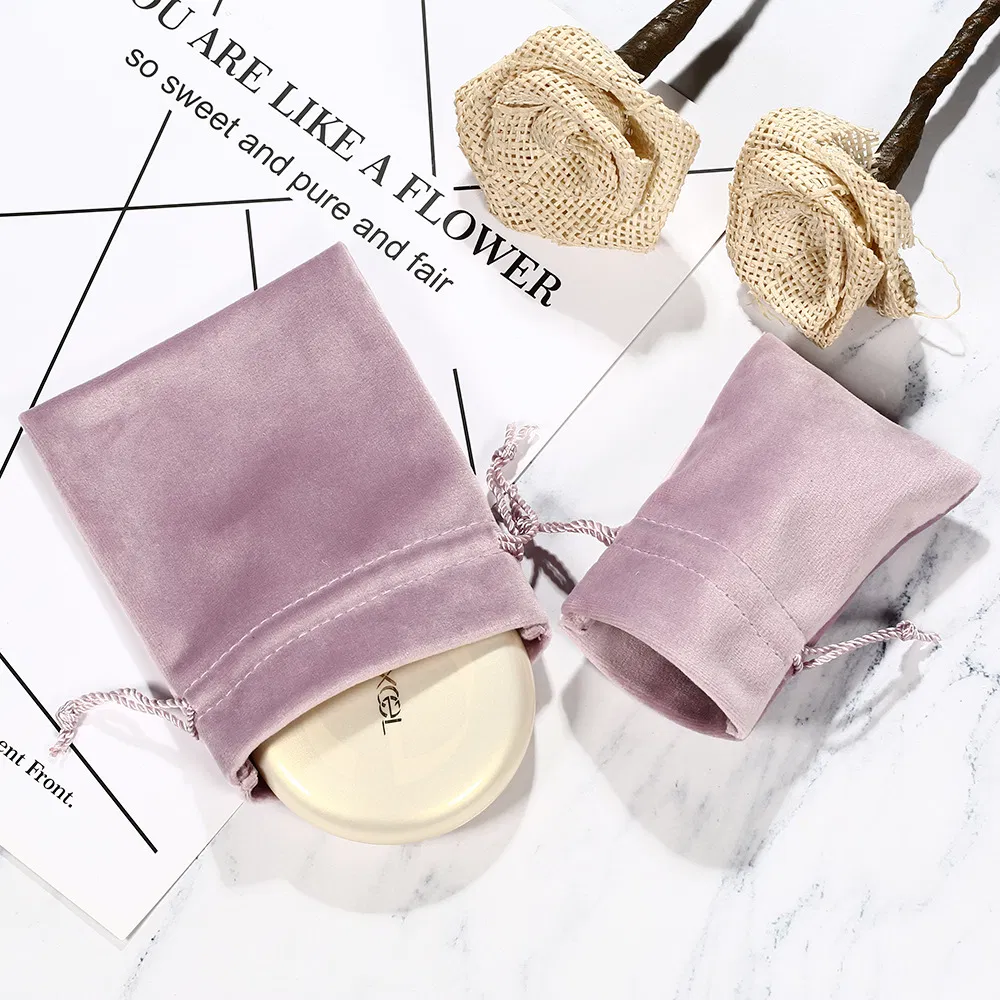 Custom Logo Printed Small Jewelry Velvet Bags Suede Drawstrings Pouch