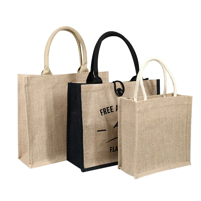 Medium Size Drawstring Linen Gift Bag Natural Jute Fabric Bags