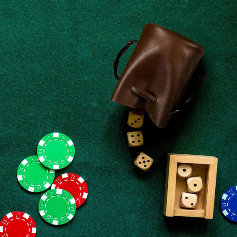 Durable Drawstring Leather Dice Pouch PU Leather Drawstring Pouch Multifunctional Coin Bag for Man Women