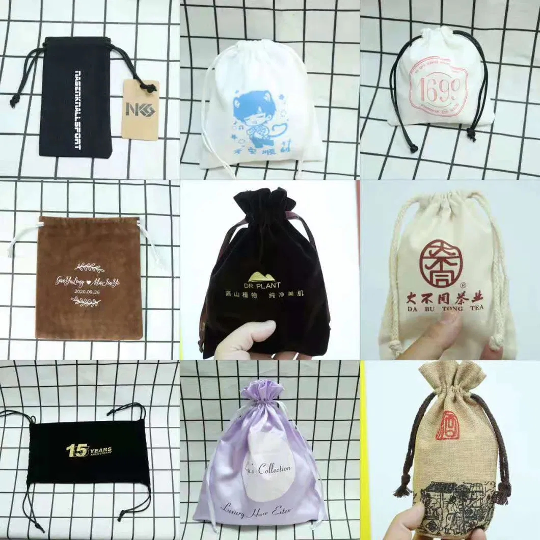 Source Manufacturers Promote The New Linen Bag with Delicate Texture and Drawstring Mouth Cotton Bag Food Tea Small Storage Bag
