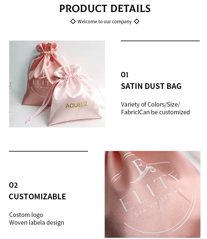 Custom Size Logo Lady Jewelry Drawstring Silk Satin Gift Dust Pouch