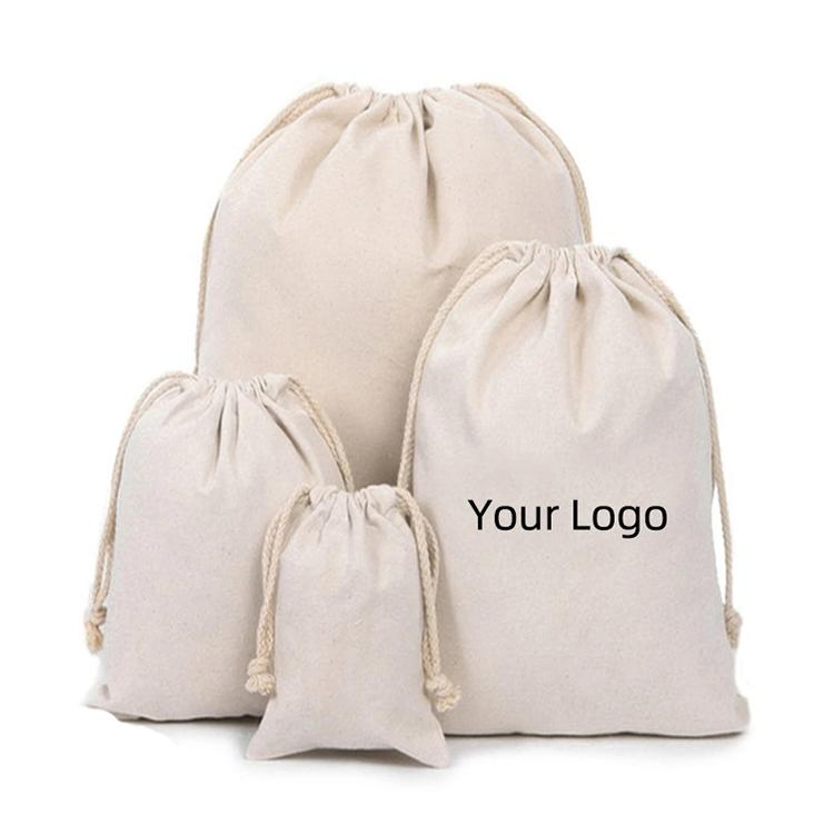 Wholesale Cheap Cotton Canvas Tote Bag Shoe Satin Drawstring Bag Custom Logo