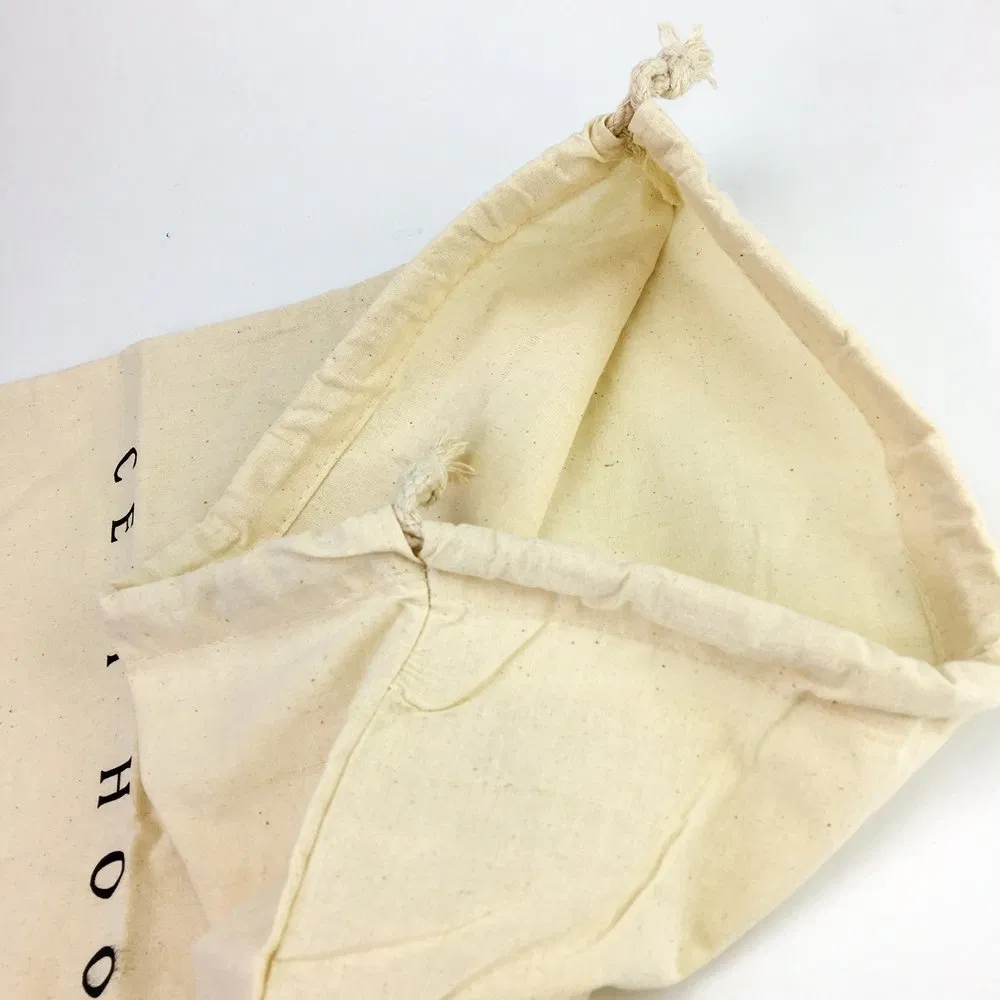 High Quality Canvas Cotton Fabric Packaging Drawstring Small Cloth Pouch Bag